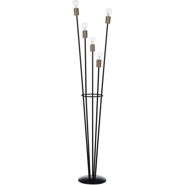 contemporary style piantana fiaccola 5luci nero h155