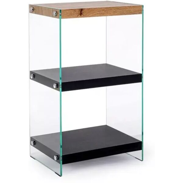 contemporary style libreria 3p line wood nero