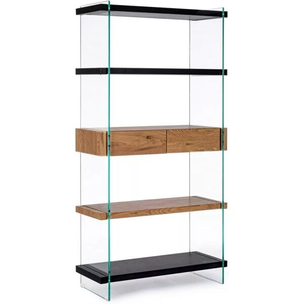 contemporary style libreria 4p-2c line wood nero