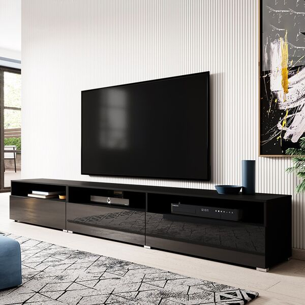 garneroarredamenti mobile porta tv moderno 270x42cm nero emotion gihome®