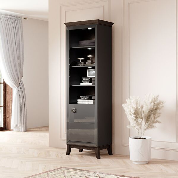 garneroarredamenti libreria moderna 4 ripiani 66x207cm antracite lucido rovere scuro umag