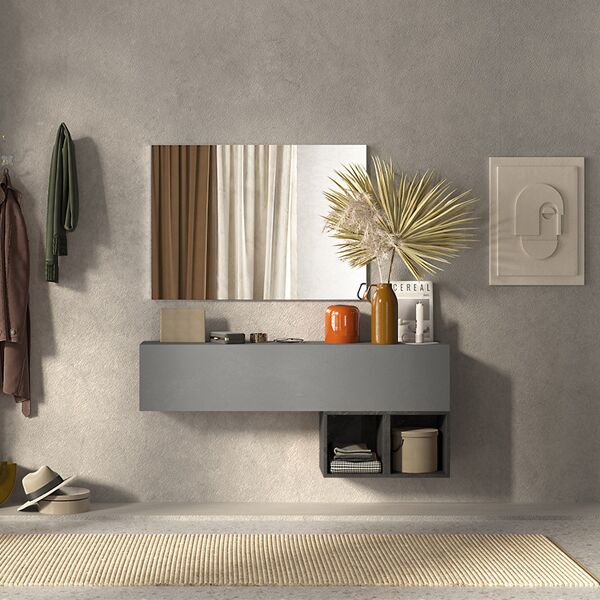 garneroarredamenti mobile ingresso 1 anta 2 cubi 138x58cm grigio scuro antracite sunset 55