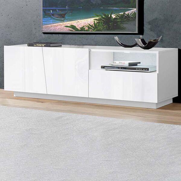 garneroarredamenti mobile porta tv moderno 150x46cm bianco lucido candia gihome®