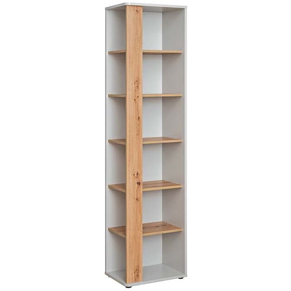 garneroarredamenti libreria a colonna da parete 49x198cm grigio rovere amabel gihome®