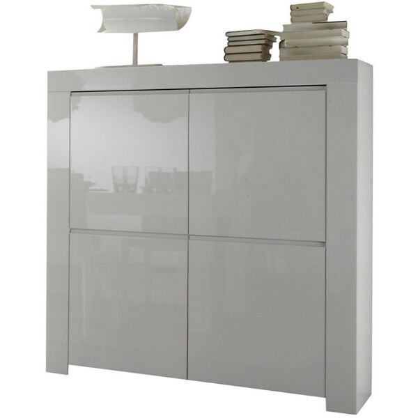 garneroarredamenti credenza alta 119x140cm 4 ante moderna bianco lucido essential