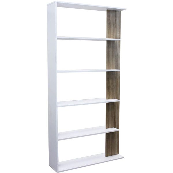 milani home libreria moderna di design in legno di design per salotto, soggiorno 90x23,5x18 bianco 90 x 180 x 23.5 cm