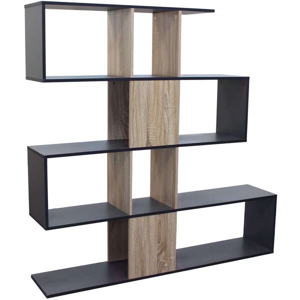 milani home libreria moderna di design in legno di design per salotto, soggiorno 145x29x145 antracite 145 x 145 x 29 cm