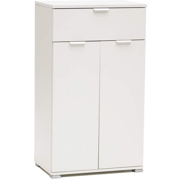 milani home armadietto con due ante e un cassetto per soggiorno cucina bagno fatto in itali bianco 60 x 103 x 38 cm