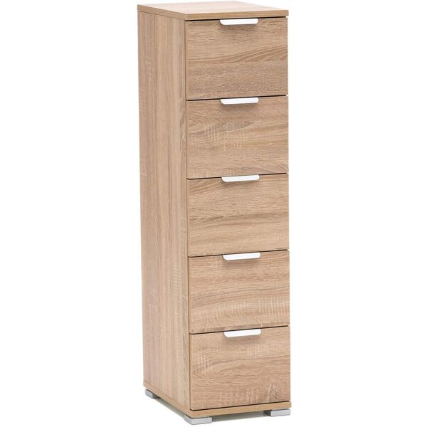 milani home cassettiera 5 cassetti per soggiorno cucina bagno fatto in italia cm 27 x 38 x marrone chiaro 27 x 103 x 38 cm