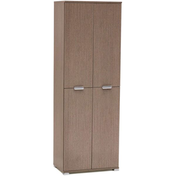 milani home armadio 4 ante per soggiorno cucina bagno fatto in italia cm 60x38x174 h rovere grigio 60 x 174 x 38 cm