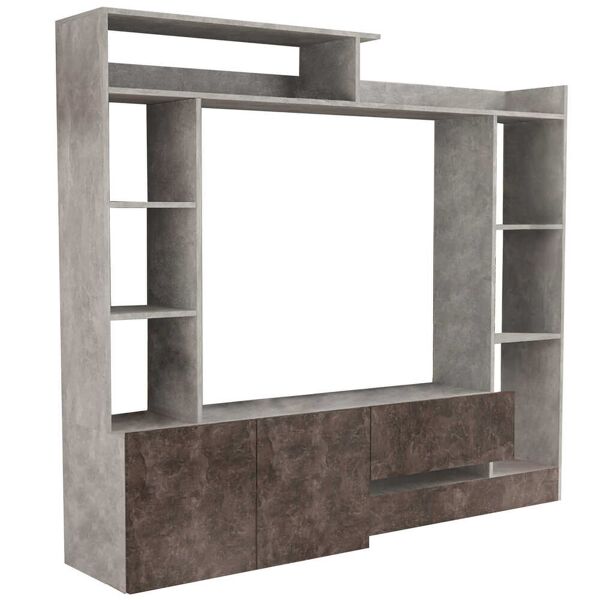 milani home parete attrezzata porta tv soggiorno moderna di design 180x28/40x165 h marmo 180 x 165 x 40 cm