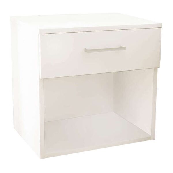 milani home comodino un cassetto e un vano di design moderno contemporaneo cm 44,5 x 35 x 4 bianco 44.4 x 43.5 x 33 cm