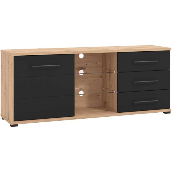 milani home porta tv un anta tre cassetti moderno minimal in legno di design moderno indust antracite 161.5 x 65 x 40 cm