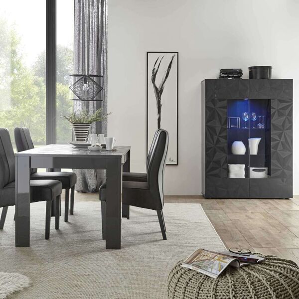 milani home vetrina moderna con 2 ante di design moderno industrial cm 121 x 166 x 42 h antracite 121 x 166 x 42 cm