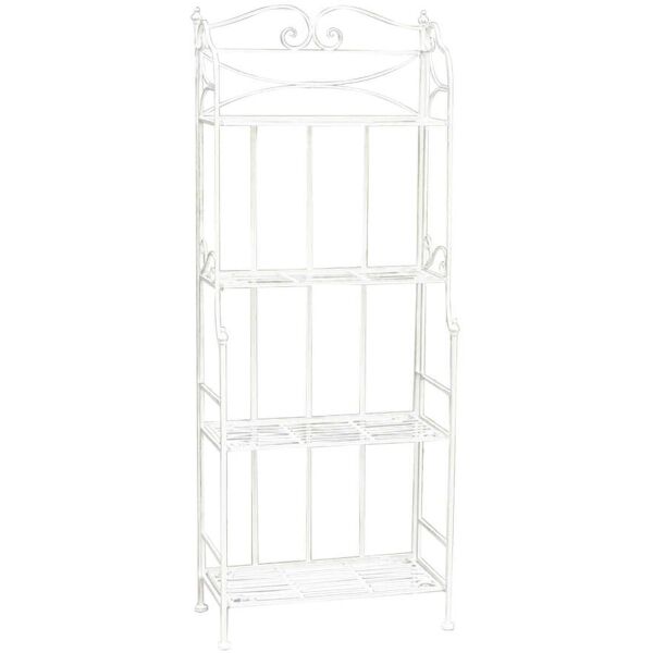 milani home scaffale 4 piani in ferro per interno esterno ingresso portico piscina giardino bianco 61 x 156 x 32 cm