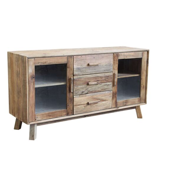 milani home mobile credenza madia stile moderno, porta tv, credenza comodino 3 cassetti 4 r marrone 160 x 85 x 48 cm