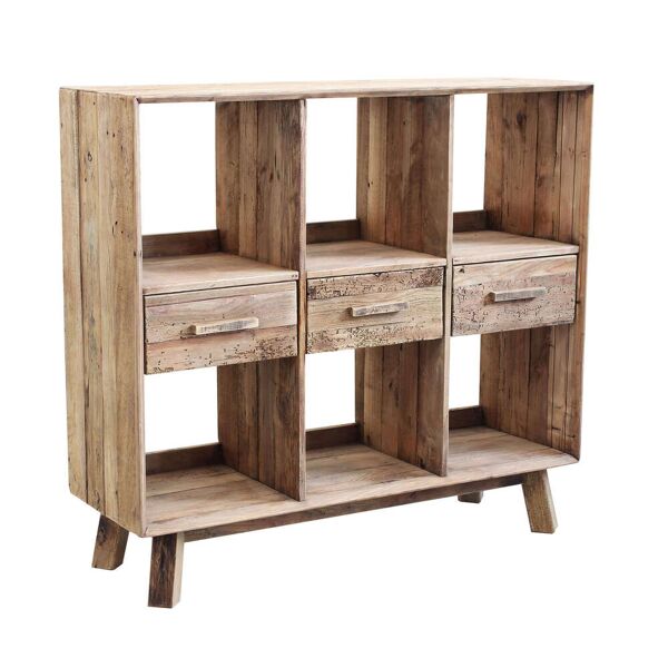 milani home libreria scaffale mobile stile moderno di design rustico country, 6 ripiani, le marrone 120 x 110 x 40 cm