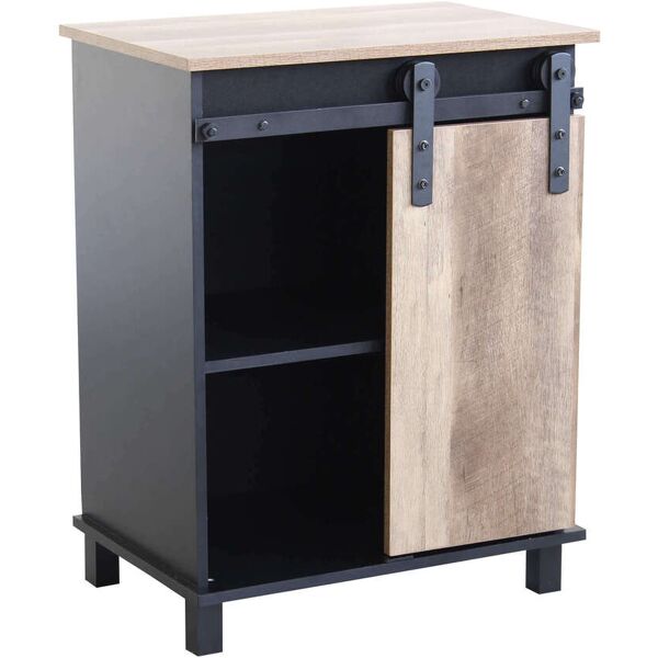 milani home credenza mobile madia moderna in legno e metallo di design moderno stile indust nero 60 x 78 x 40 cm