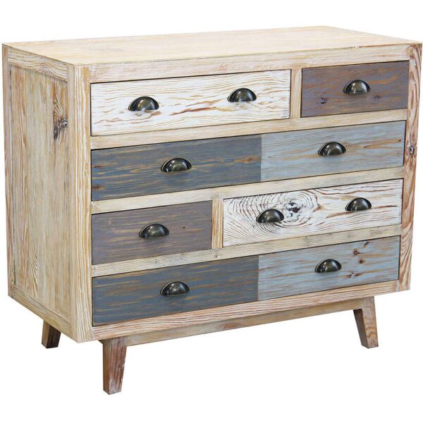 milani home cassettiera in legno mobile per interno con 8 cassetti di design stile country multicolor 99 x 82 x 45 cm