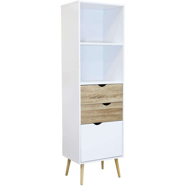 milani home mobile libreria moderno di design stile minimalista in legno colore bianco e na bianco 50 x 171 x 39 cm