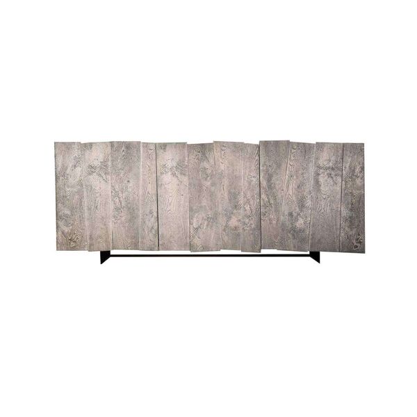 milani home credenza madia moderna mobile in legno di rovere con 3 ante scorrevoli e piedin grigio chiaro 198 x 81 x 50 cm