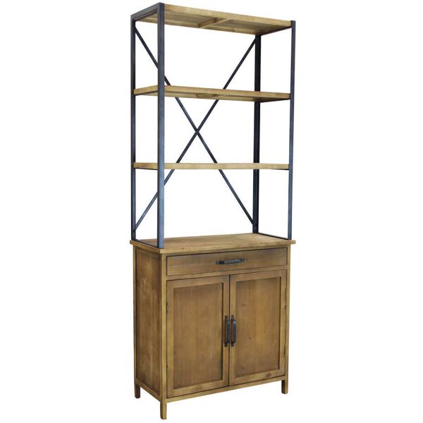 milani home libreria in legno e metallo per salotto soggiorno cucina di design industrial c marrone 73.5 x 186 x 37.5 cm