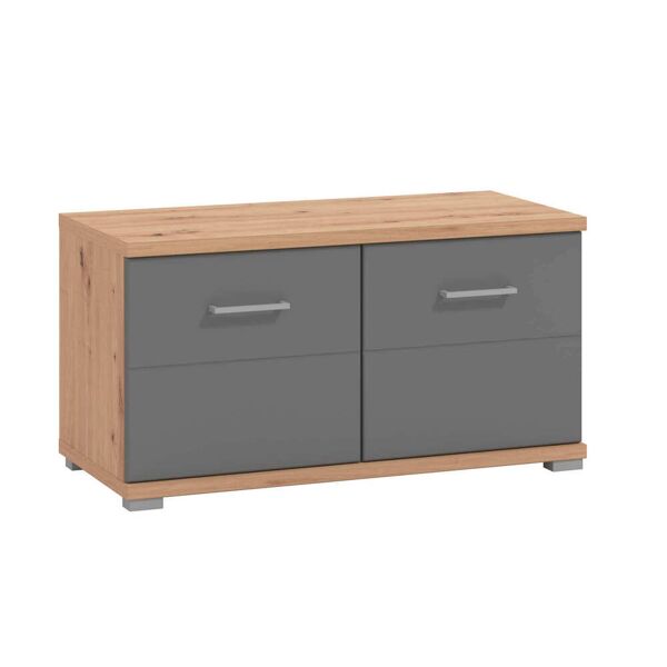 milani home attaccapanni da parete moderno con mensola colore rovere di design moderno indu grigio scuro 86.6 x 456 x 40 cm