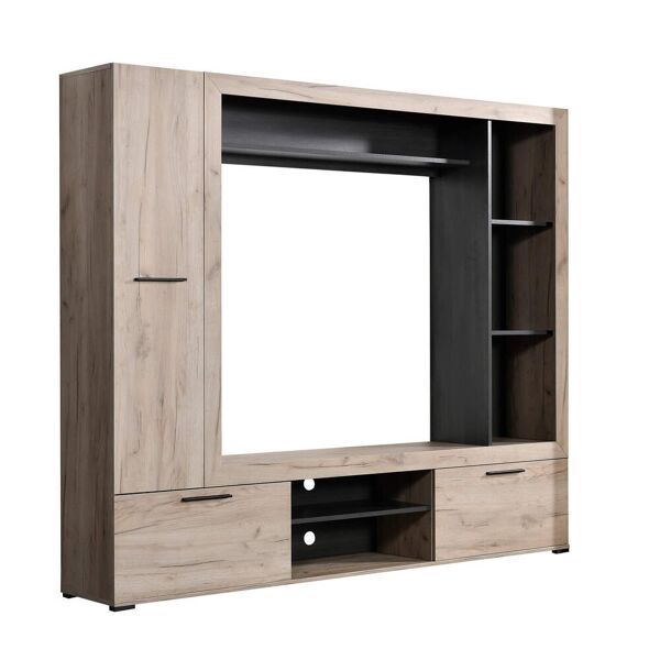 milani home parete attrezzata porta tv con armadio moderna minimal in legno di design moder  195.6 x 169.6 x 35.2 cm