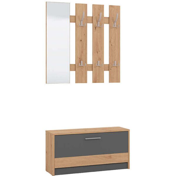 milani home mobile ingresso appendiabiti moderno minimal in legno di design moderno industr grigio scuro 91.6 x 202 x 28.1 cm