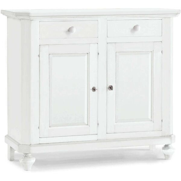 milani home credenza in legno massello 103x43x96 bianco 103 x 96 x 43 cm