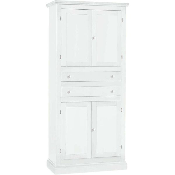 milani home armadio in legno massello 80x40x170 bianco 80 x 170 x 40 cm