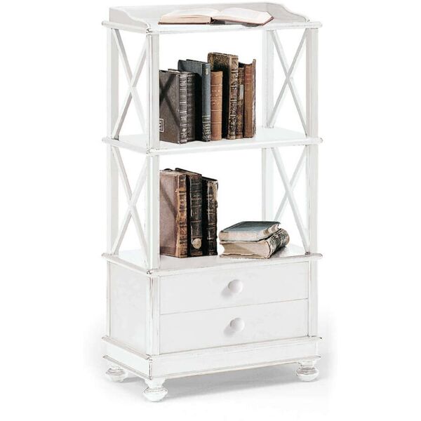 milani home libreria in legno massello 54x34x105 bianco 54 x 105 x 34 cm