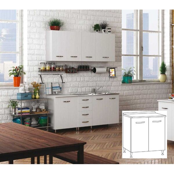 azur line bfb80kit mobile base cucina 80x50x85 h cm colore bianco - bfb80kit