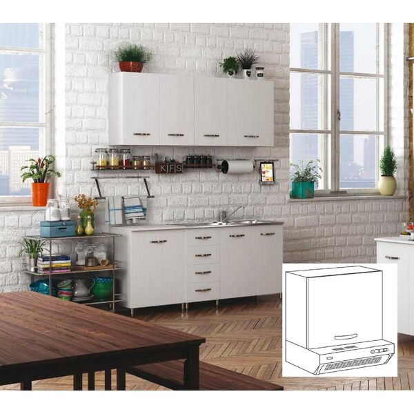 azur line bfc80kit pensile cucina 1 anta sopracappa 60x30x49h cm colore bianco - bfc80kit