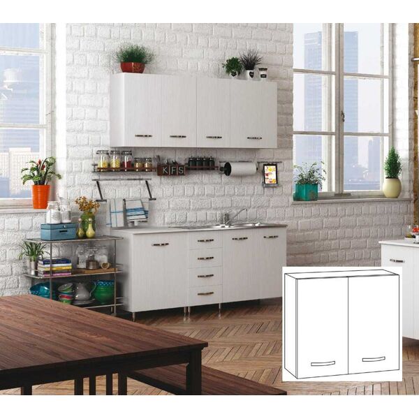 azur line bfp80kit pensile cucina 2 ante 80x30x72h cm colore bianco - bfp80kit