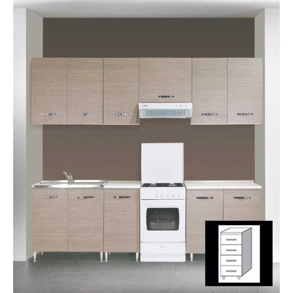 azur line lgca40kit cassettiera cucina mobiletto con 4 cassetti 40x50x85h cm colore larice - lgca40kit