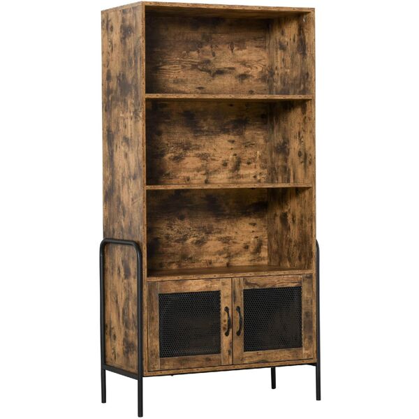 dechome 359836 mobile libreria design industriale con ripiani e armadietto in legno e metallo marrone e nero 81x40x160cm - 359836