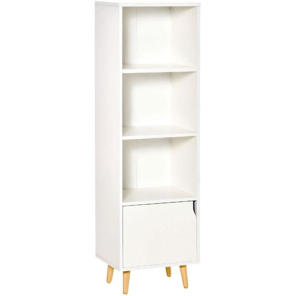 dechome 485wt836 scaffale libreria con 3 ripiani e 1 armadietto in legno 40x30x129.5cm bianco - 485wt836