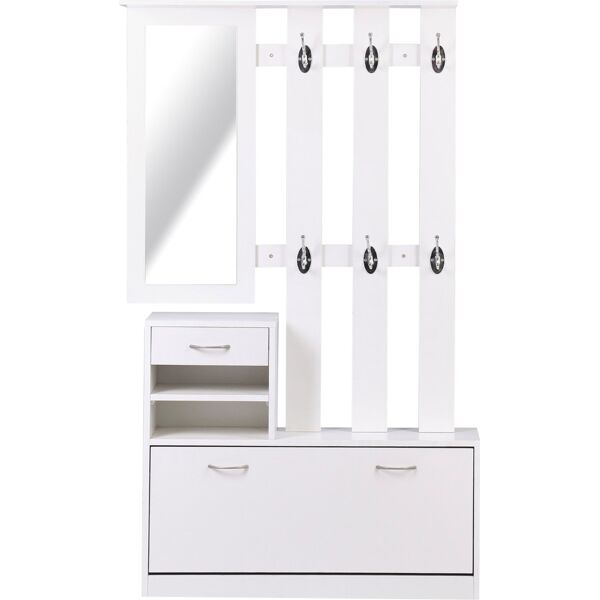 dechome 831146gt mobile ingresso con scarpiera e appendiabiti e specchio in legno colore bianco - 831146gt