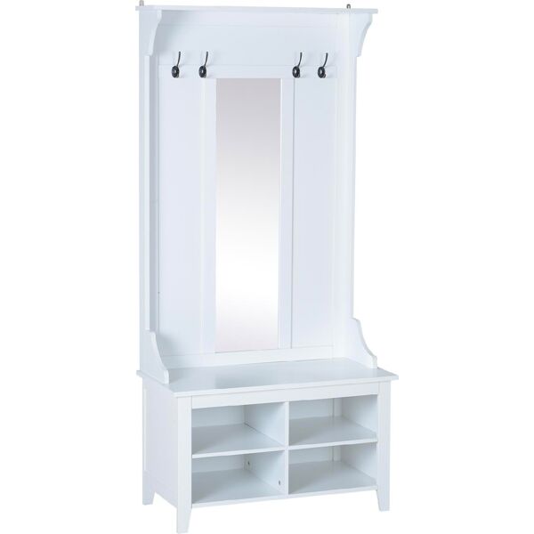 dechome 831dd6 mobile ingresso con scarpiera e appendiabiti e specchio in legno colore bianco 80x40x170 cm - 831dd6