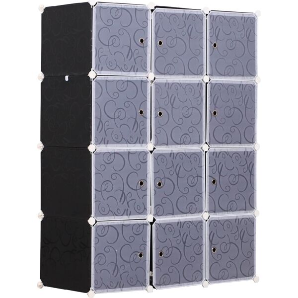 dechome 831d45 armadio guardaroba modulare 12 cubi fai da te in pp bianco e nero 111x47x145 cm - 831d45