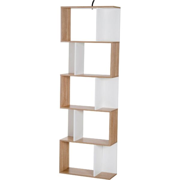 dechome 833450 libreria da muro moderna 5 ripiani in legno 60x24x1184.5 cm colore bianco/legno - 833450