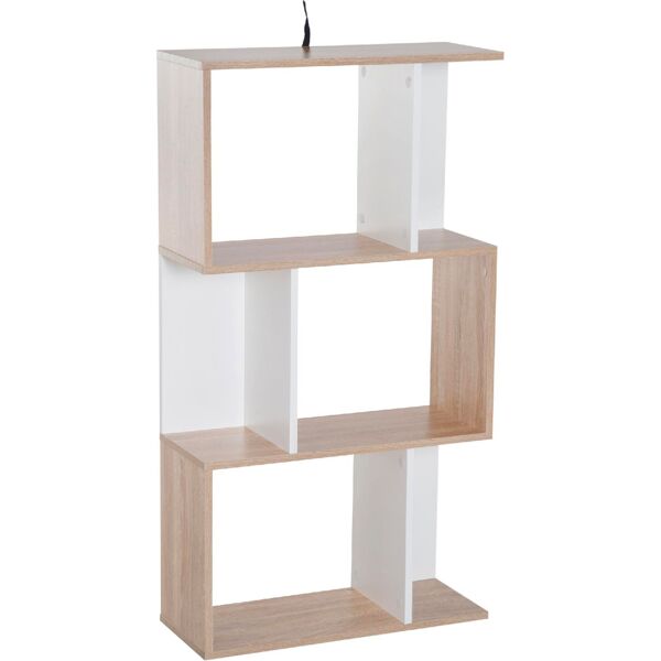 dechome 83345d libreria da parete moderna con 3 ripiani legno naturale e bianco 60x24x111.4 cm - 83345d