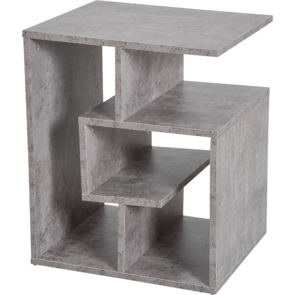 dechome 833541 mobiletto libreria a 3 livelli in legno grigio effetto cemento 45x40x55 cm - 833541