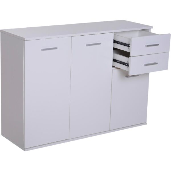 dechome 837003 armadietto con 3 ante e 2 cassetti in legno truciolato bianco 106x35x76 cm - 837003