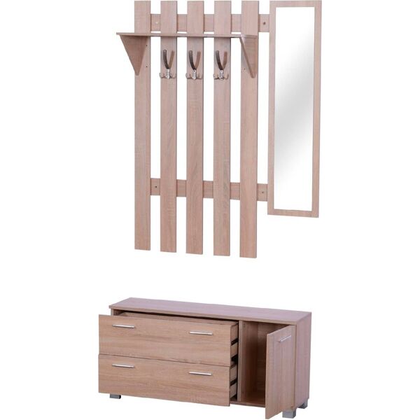 dechome 8370d1ak mobile ingresso con scarpiera e appendiabiti e specchio in legno 3 pezzi - 8370d1ak