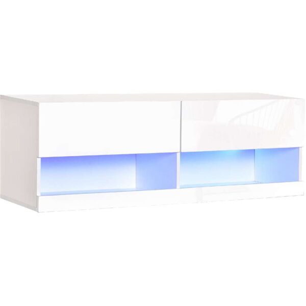 dechome 993v90833 mobile tv sospeso in legno con luci led per tv max. 42 bianco lucido - 993v90833