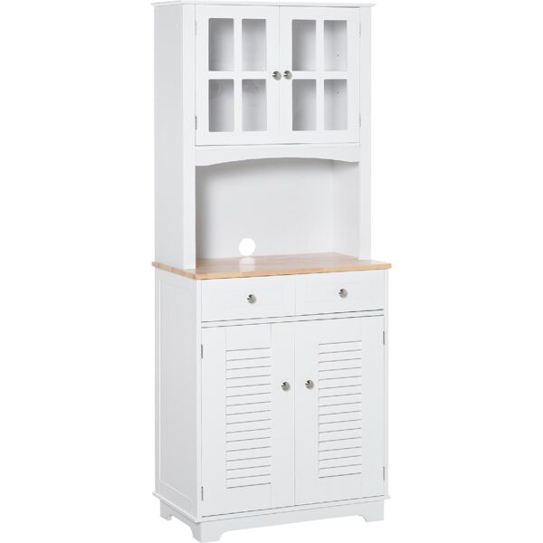 dechome d35276 credenza alta per cucina mobile buffet in legno bianco - d35276