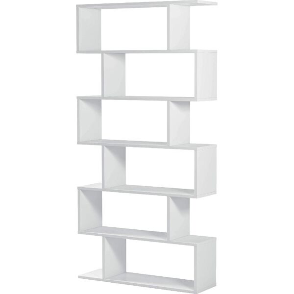fores habitat 301011bo libreria verticale in legno 80x25x192h cm colore bianco - athena