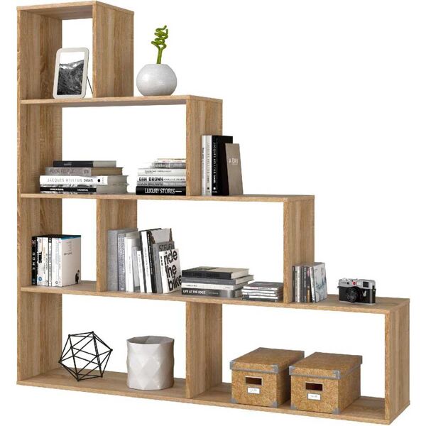 fores habitat 002255f libreria in legno 145x29x145h cm colore rovere - klum